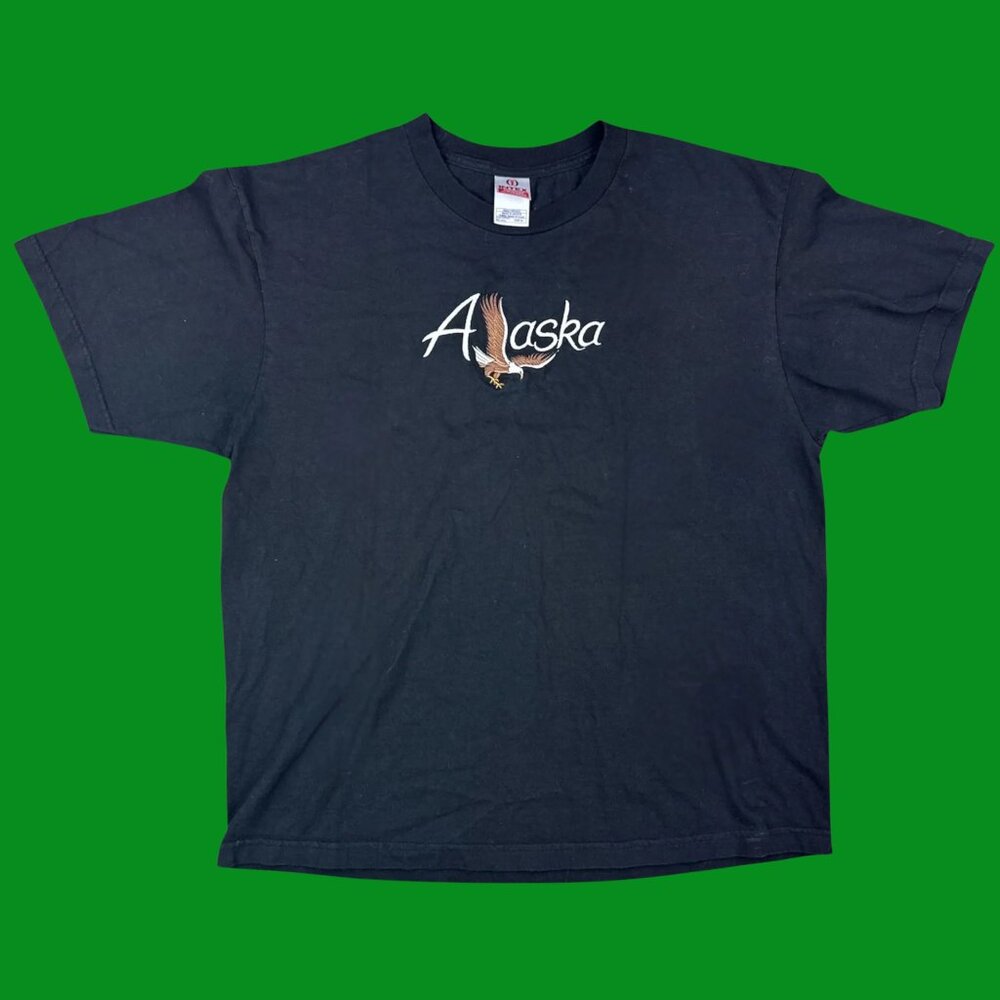 VTG Alaska Heavy Duty Intex embrodied American Eagle Logo Graphic T